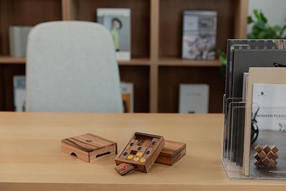 Setting Sun: STEM Sliding Block Puzzle AKA Huarong Dao or Klotski from SiamMandalay with SM Gift Box(Pictured) Improve Critical Logical Thinking with an Eco Friendly Handmade Educational Game