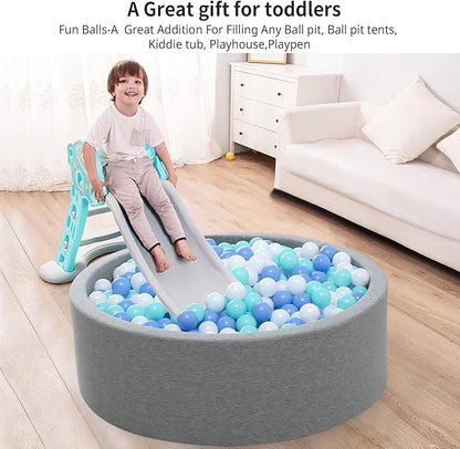 Ball Pit Balls Pack of 100 200 500 - Star and Round Set BPA Free Phthalate Free Non-Toxic Crush Proof Play Balls Soft Plastic Balls for Toddlers Baby Kids Birthday Pool Tent Party