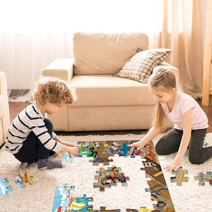 48 Pieces Jumbo Floor Puzzles for Kids ages 3-5, Puzzle for Kid Ages 4-6, Construction Site Jigsaw Large Puzzles, Children Learning Preschool Educational Toys, Great Gift for Kids 4-8 Years Old