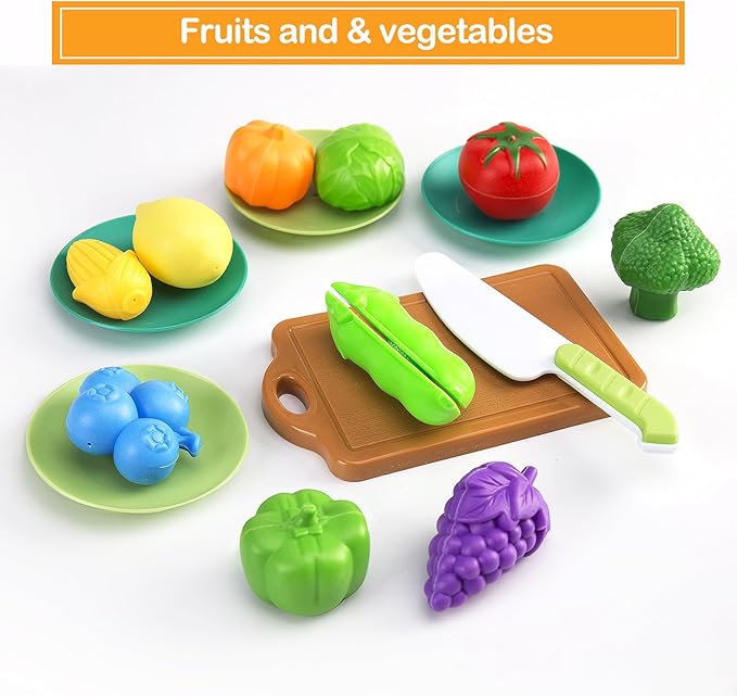 35Pcs Kids Kitchen Toy Accessories, Toddler Pretend Cooking Playset with Play Pots, Pans, Utensils, Cookware, Play Food Set, Toy Vegetables, Learning Gift for Girls & Boys (Pink)
