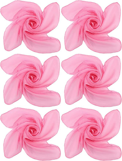 Boao 6 Pieces Chiffon Scarf 1950s Square Neck Head Scarfs Vintage Soft Polyester for Women Lady