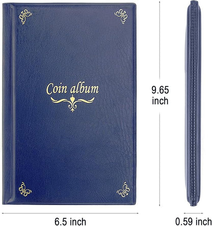 150 Pockets Coin Album, Penny Collecting Book, Souvenir Coins Collection Holder, Ideal for Pressed Pennies Passport, Hobby Coin Collector, Money Specie Display Storage Case (English, Blue)