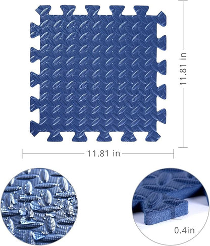 Foam Play Mat for Toddlers, EVA Non-Toxic Interlocking Floor Mats with Solid Colors, Squares Baby Play Mat, EVA Foam Floor Mat Foam Mats for Kids, Baby, 16 Tiles(White/Light Gray/Dark Blue)