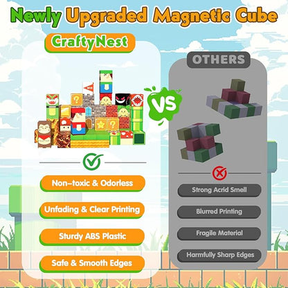 Magnetic Blocks-100PCS Magnetic Building Blocks for Kids Ages 4-8,Magnet Cubes Building Blocks, Magnet Cubes Toddler Kids Toys, Sensory STEM Toys for 3+ Year Old Boys Girls Christmas Birthday Gifts