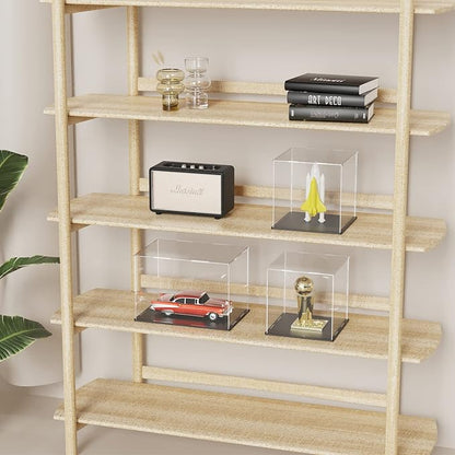SVENJBB Acrylic Display Case, 8x8x12 Inch Cube Acrylic Boxes for Display, Clear Display Cases with Matte Black Base and Lid for Collectibles and Figures