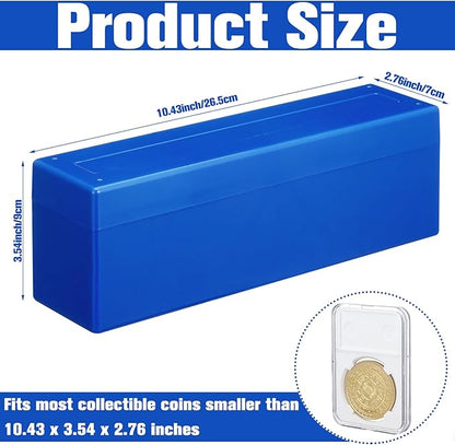 Wenqik 6 Pcs Plastic Coin Storage Box Case with 20 Slab Coin Holders - Collection Box for Collectors, Home, Office, Bank Supplies(Blue)