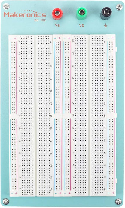 Makeronics 1660 Tie-Points Solderless Breadboard with Blue Aluminum Back Plate for Circuit/Arduino/Raspberry Pi Prototyping