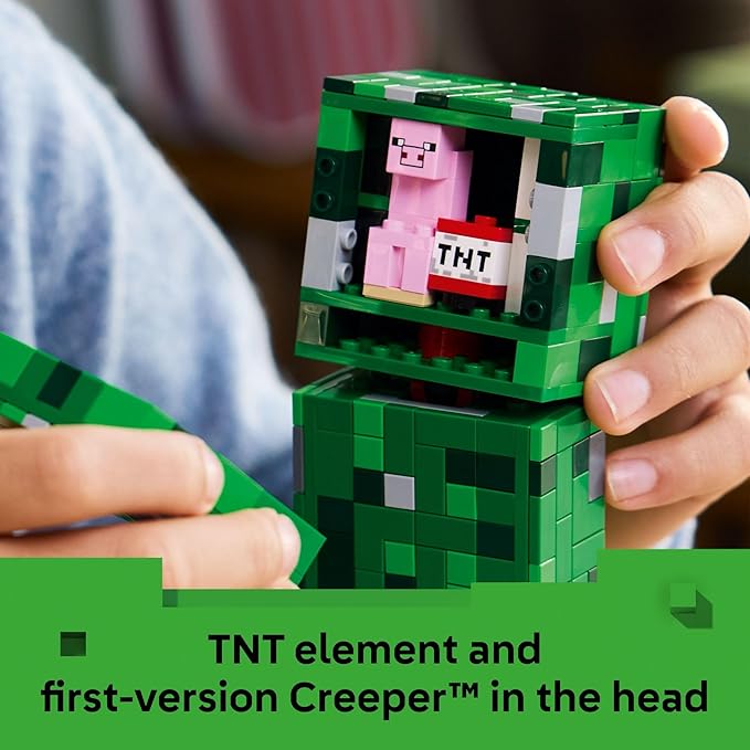 LEGO Minecraft The Creeper Kids Building Toy - Minecraft Toy for Boys & Girls, Ages 10+ - Room Decor for Gamers -W/ 1st Version Minifigure - Gift for Christmas - 21276