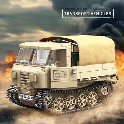 WW2 Panther Medium Tank & RSO Tractor Vehicle Building Blocks, Compatible with Lego Military Set, Great Army Gift for Kids and Teens Over 8 Years Old (1078 Pieces)