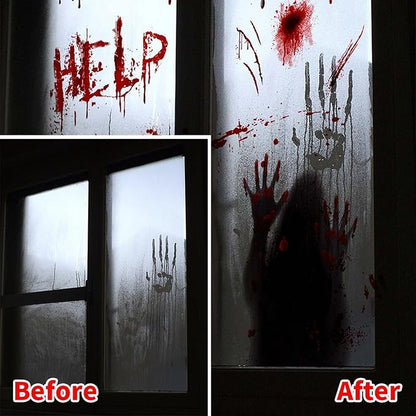 2 Sheets Halloween Window Clings Scary Ghost Window Stickers Decals Double-Sided DIY Glass Stickers Bloody Handprints Female Ghost Shadow Designs Spooky Halloween Party Decor Supplies