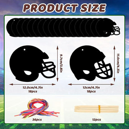 JULMELON 36 PCS Football Crafts for Kids, Rainbow Scratch Paper Art for Kids Football Party Favors Helmet Scratch Off Cards for Birthday Party Supplies School Activities