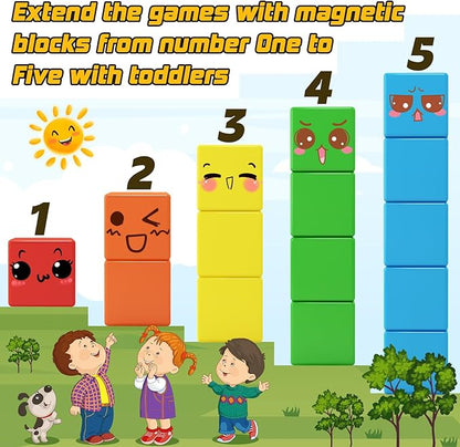 48PCS Magnetic Blocks for Toddlers Toys, Large Magnetic Cube Toy for Sensory STEM Education Preschool Magnet Toys for 3 4 5 6 Year Old Boys and Girls, Compatile with Mine Magnet World