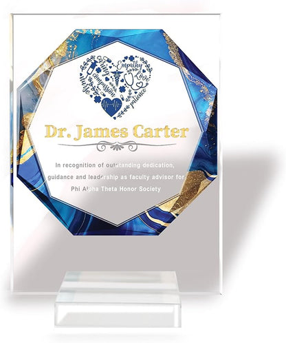 Custom Engraved Acrylic Employee Recognition Award – Personalized Appreciation Trophy for Corporate Excellence – Desk Display Plaque with Free Customization (Style #8)