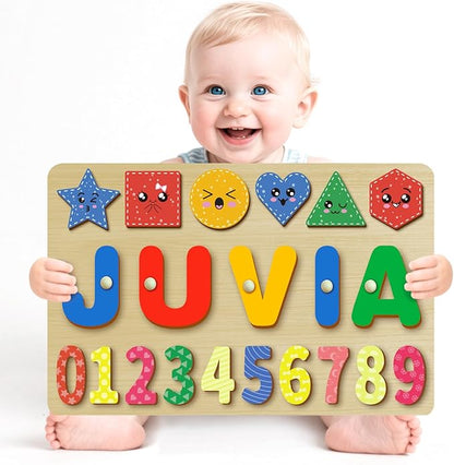 Name Puzzle for Kids Personalized - Custom Name Puzzles for Toddlers 1-3, Customized Wooden Animal Puzzle, Baby Gifts, Baby Shower, Christmas, Newbaby Gift, Gifts for 0 1 2 3 Years Old