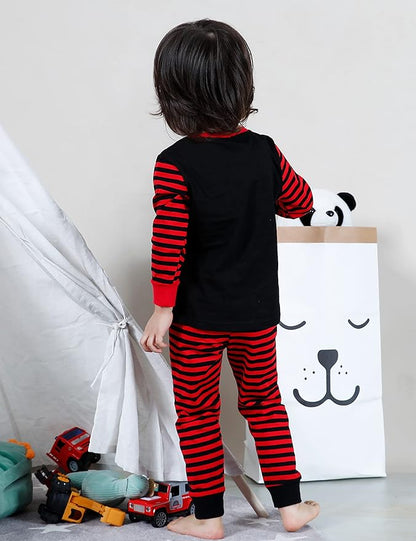 A&J DESIGN Pure Cotton Printed Pjs for 2-14 Years Kids, 2-Piece Long-Sleeved Pajamas Set