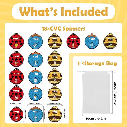 CVC Word Cards,CVC Word Games,Phonics Games,Speech Therapy Toys for Toddlers Kids,Learn to Read,Spelling Reading Learning Game,Kindergarten Preschool Learning Activities Educational Toy