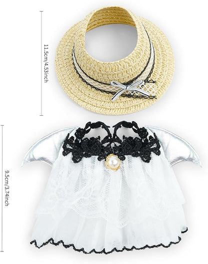 17cm Doll Clothes Set-Adorable Outfits for Dolls-Stylish Accessaries Clothes Dress-Up-Replaceable Clothing Collections, Includes Hat, Top, Skirt(White-Style C)
