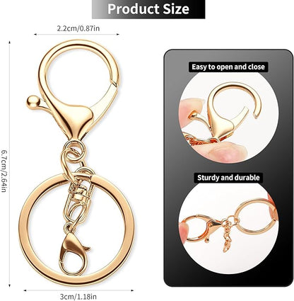 10 Pack a Set Metal Lobster Claw Clasps and Key Rings, Key Chain Accessories, Keychain Making kit for Keys, Art Crafts, Jewelry Making, Light Gold
