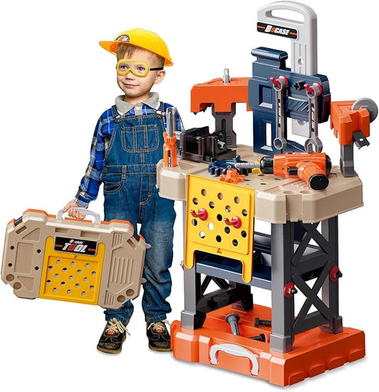 Kids Tool Bench - Kids Tool Set with Electric Toy Drill and Realistic Tools,78 Piece Toddler Tool Set Pretend Play for Toddlers 3-5,Boy Toys Age 5-6 Years Old
