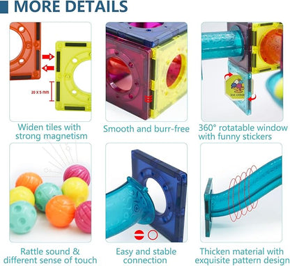 LTKFFFdp Magnetic Building Blocks STEM Educational Toys for Kids Ages 4-12, Ball Track and 3D Stacking Construction Set