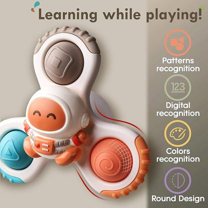 ALASOU 3PCS Pop Suction Cup Spinner Toys for 1 Year Old Boy Girl|Novelty Spinning Tops Toddler Toys Age 1-2|Sensory Baby Bath Toy for Toddlers 1-3|12 18 Months Boy Birthday Gift for Infant