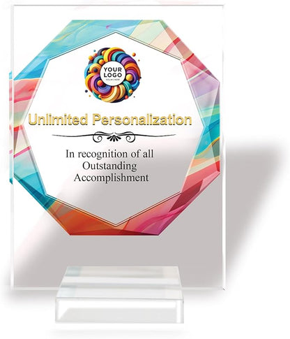 Custom Engraved Acrylic Employee Recognition Award – Personalized Appreciation Trophy for Corporate Excellence – Desk Display Plaque with Free Customization (Style #4)