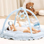 ANGELBLISS 5 in 1 Baby Play Gym Mat, Reversible Tummy Time Mat with 5 Sensory Toys for Stage-Based Developmental, Thick & Large Baby Activity Center from Newborn to Toddler (Light Blue)