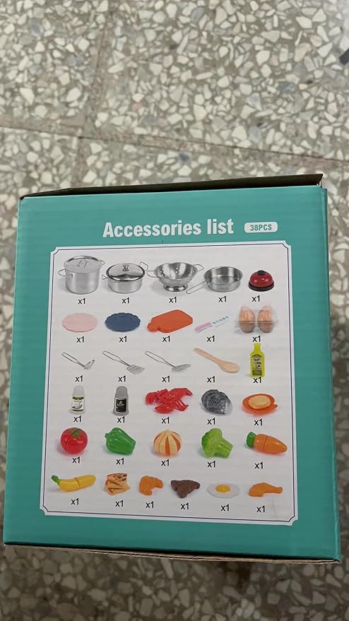 Kids Pretend Play Kitchen Accessories Set, 38Pcs Stainless Steel Play Pots Pans Sets for Kids, Toy Cookware Cooking Utensils Play Food Dish Toddler Kitchen Playset Gifts for Boys Girls