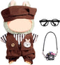 17cm Doll Clothes Set, Cute Boy Outfits for Clothes and Glasses, 7 PCS Cute Hat & Overalls Set Stylish Outfits Exquisite Accessories