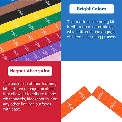 Montessori Math Magnetic Tiles Classroom Essentials Foam Tiles for Kids to Learn Fraction Equivalence and Math manipulatives Great Learning Resources for The Homeschool Curriculum