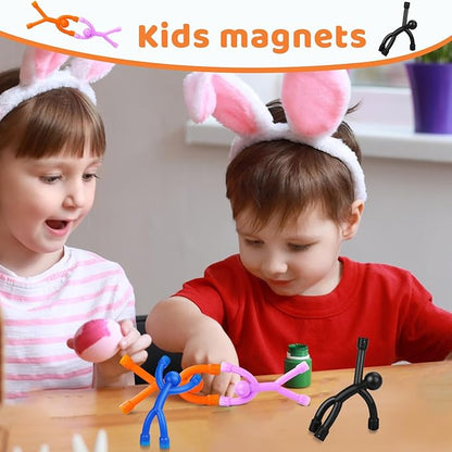 12Pcs Magnetic Toys,Colourful Travel Magnetic Men,Fridge Magnets for Kids,Whiteboard,Easter,Refrigerator,Office