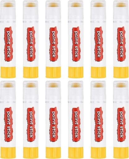 PATIKIL Tempera Paint Sticks, 12 Pcs Solid Tempera Paints Sticks Washable Bulk Markers Pen Quick Drying for Artists Beginners Art Supplies, Light Yellow