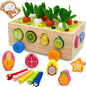 Montessori Wooden Shape Sorter for Baby Carrot Shape Sorting Toy for Toddlers 1-3 Montessori Shape Puzzles Fine Motor Toys Sensory Learning Educational Toys for Kids 1 2 3 4 5 6 Years Old