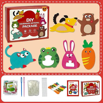 Whateveri DIY Doll Sewing Toys, Whatever Sewing Kit, Sewing Kit for Kids, My First Sewing Kit, Weaving Loom for Kids, Sew Fun Animals Kit, Handmade Kids Sewing Crafts DIY Kits Kids 8-12 (A Set)
