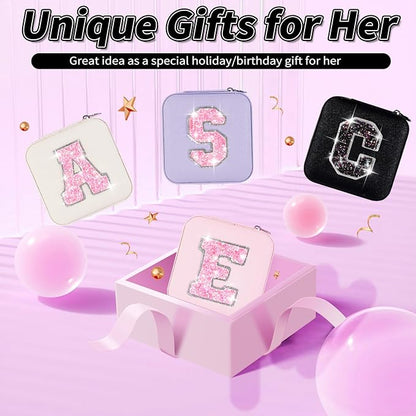 Travel Essentials for Women - Travel Accessories Travel Stuff,Mini Jewelry Organizer Jewelry Case for Traveling,Cute Personalized Jewelry Box,Birthday Gifts for Girls Women | Black,E