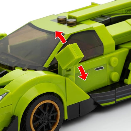 Block Builder Lambo Racing Car Building Block Set (348 Pieces). Racing Car Building Blocks for Kids and Adults