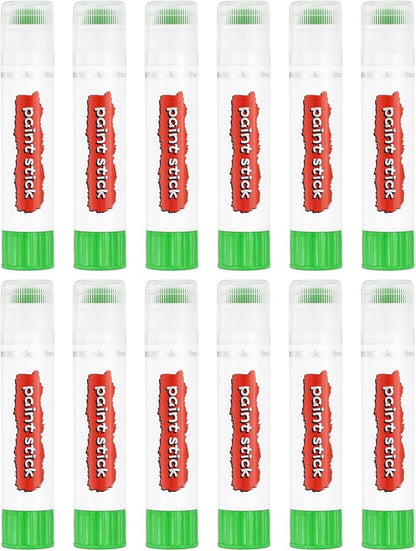 PATIKIL Tempera Paint Sticks, 12 Pcs Solid Tempera Paints Sticks Washable Bulk Markers Pen Quick Drying for Artists Beginners Art Supplies, Yellow-green