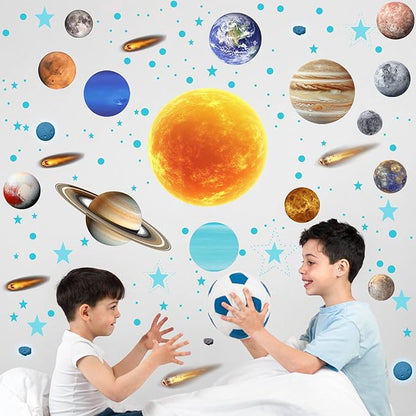 Solar System Wall Decals Glow in The Dark Stars, 965 PCS Stars and Planets Wall Stickers, Baby Nursery Glow Meteorite for Ceiling, Birthday Christmas Gift for Boys and Girls（Blue）