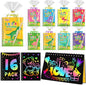 Kids Scratch Art Party Favors Gifts: 16 Pack Dinosaur Scratch Notebook Paper Birthday Party Favor Toy Girls Boys Art Craft Kit Summer Classroom Goodie Bags Return Gifts for Birthday Party Favors Bulk