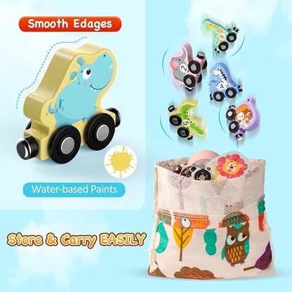 Toys for Toddlers, 11 Magnetic Wooden Animals Train Set, Montessori Toys for Toddlers, Preschool Learning Activities for Kids, Birthday Gifts for Boys, Girls