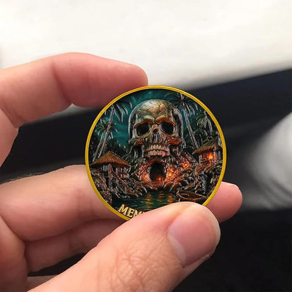 AtSKnSK Memento Mori Coin Momento Mori Coin Skull Coin Stoic Gifts Memento Mori Calendar Living Memento Mori Amor Fati Coin (Skull Island)