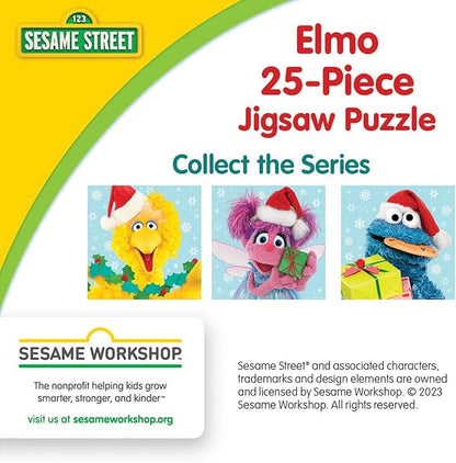Masterpieces Sesame Street Elmo Puzzle, 25 Piece Holiday Jigsaw Puzzle for Kids, Christmas Square Sesame Street Toy, 10"x10", Ages 12 Months+