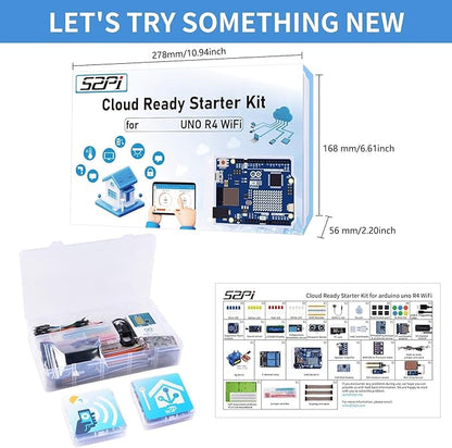 GeeekPi Cloud Ready Starter Kit with UNO R4 WiFi, Bluetooth, I2C, 12x8 LED Matrix, IoT Integration and Tutorials for Beginners & Engineers