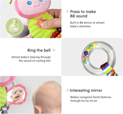 Baby Rattles Toys with Teether,Bed Bell for Toddler in pram,Gifts for Baby Aged 3 Months or More(Butterfly)