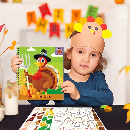 TBEEJ 2PCS Thanksgiving Day Crafts for Kids Ages 4-8 Sticker Paint Books Gift Party Create 20 Pictures（Sticker Sheets are Separate）