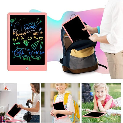 LCD Writing Tablet Doodle Board, Colorful Drawing Pad, Electronic Drawing Tablet, Drawing Pads,Travel Gifts for Kids Ages 3 4 5 6 7 8 Year Old Girls Boys (10.5 inch, Pink&Pink)