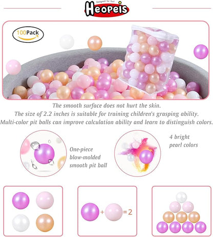 Ball Pit Balls Pack of 100 200 500 - Star and Round Set BPA Free Phthalate Free Non-Toxic Crush Proof Play Balls Soft Plastic Balls for Toddlers Baby Kids Birthday Pool Tent Party