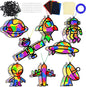 32 Sets Outer Space Suncatchers Craft Kit DIY Window Stained Glass Effect Planet Astronaut Alien Paper Crafts Home School Classroom Decoration Kid Birthday Gift Creative Art Project Activity Game
