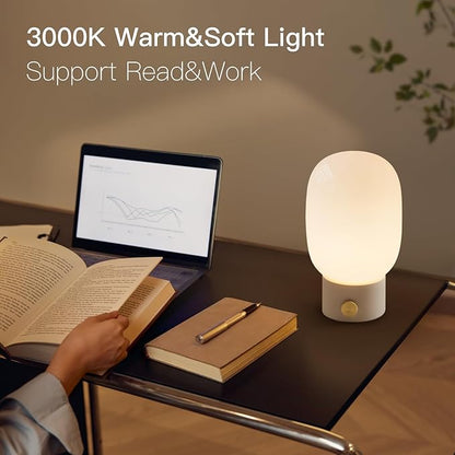 ONEWISH Bedside Table Lamp, Modern Small Desk Light with Warm LED Bulb, Fully Dimmable Nightstand Lamp for Home Decor, Birthday Gift