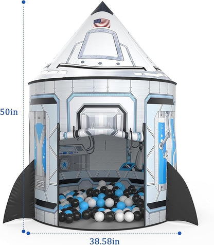 Wilwolfer Rocketship Tent for Kids: Space Toys for Kids-Space Decor for Boys Room-Outdoor Toys for Toddlers